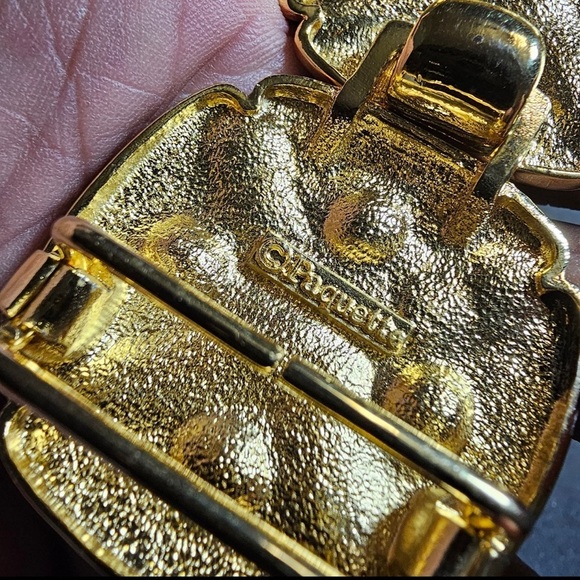 Vintage Douglass Paquette Double Square Gold Tone Jeweld Ornate Belt Buckle - Picture 8 of 12